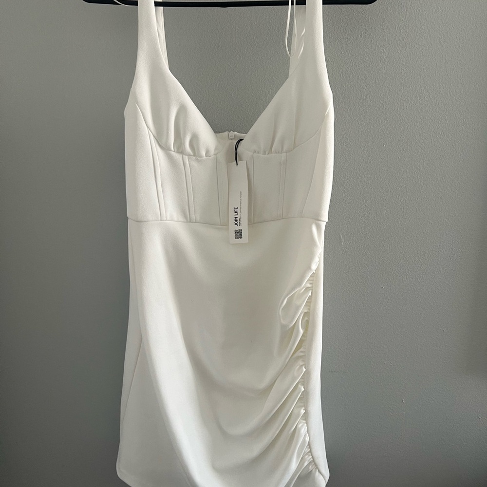 White Ruched Dress